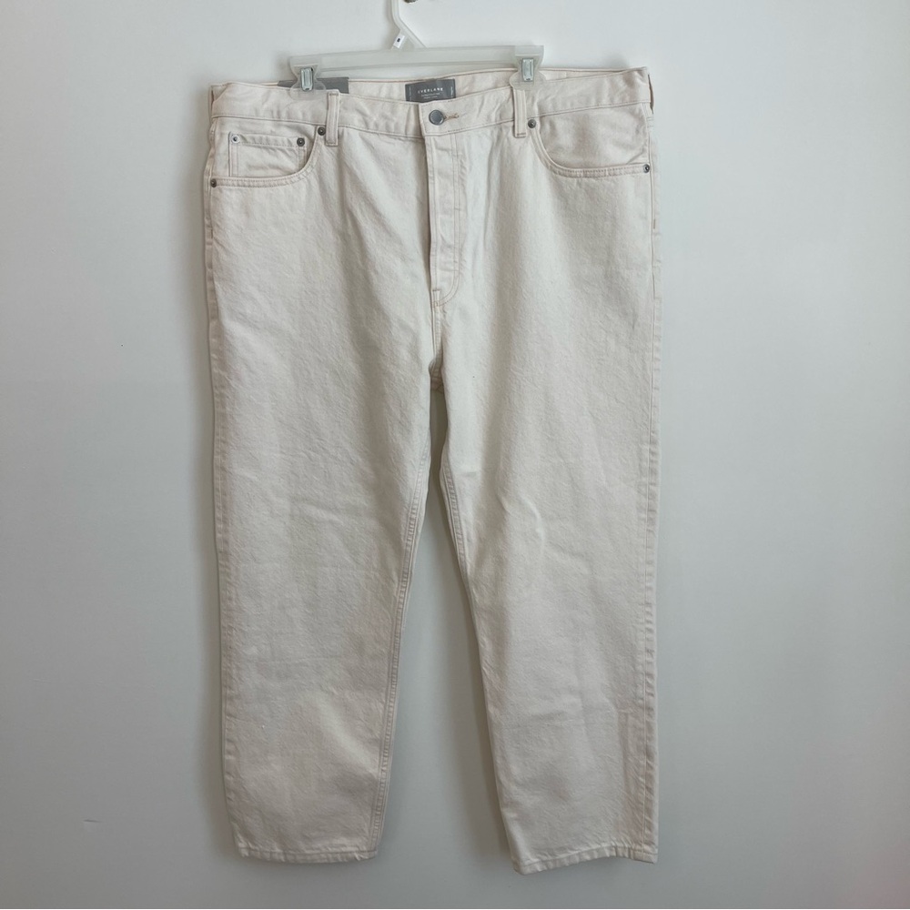 NWT Everlane The Rigid Slouch Jean, Ecru, Size 33 Organic Cotton Sustainable